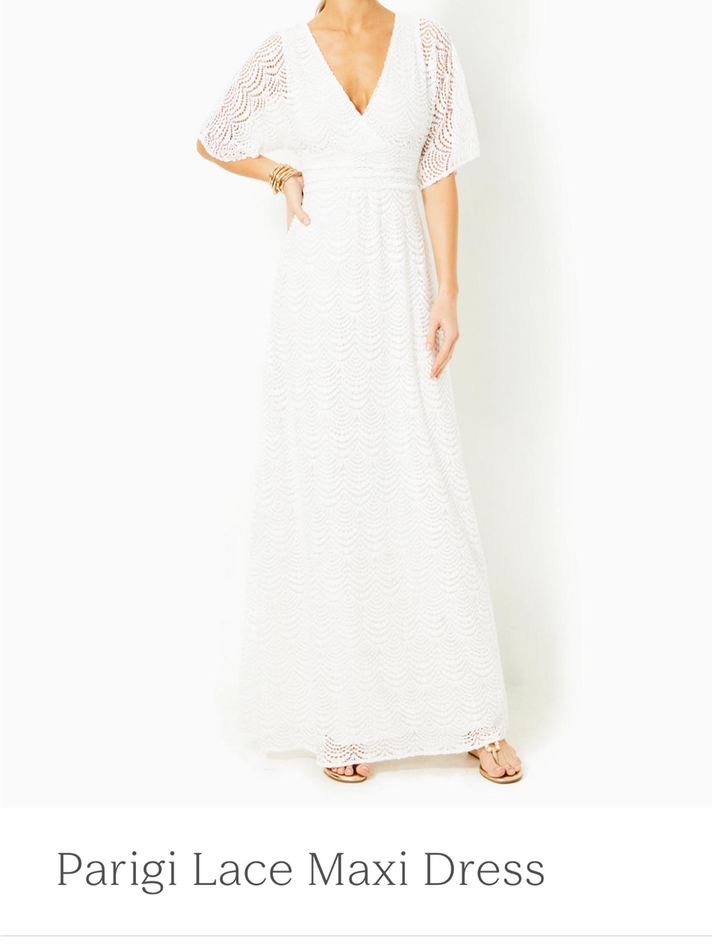 Lilly Pulitzer Parigi Elbow Sleeve White V-Neck Maxi Dress NWT size Xl - Picture 2 of 4